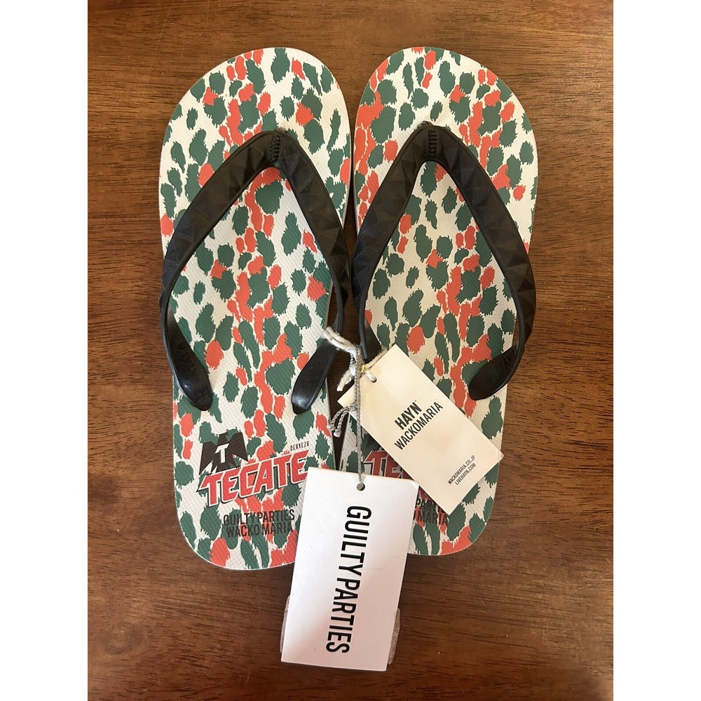 Wacko Maria Hayn Guilty Parties Flip Flops Tecate Orange Sandals Mens 8 NEW